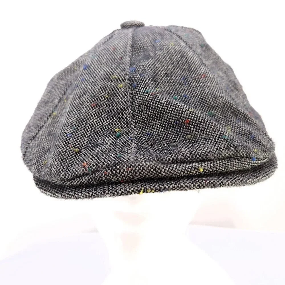 Stetson Newsboy Hat Wool Blend Size Medium Tweed Gray Cap - Picture 6 of 10